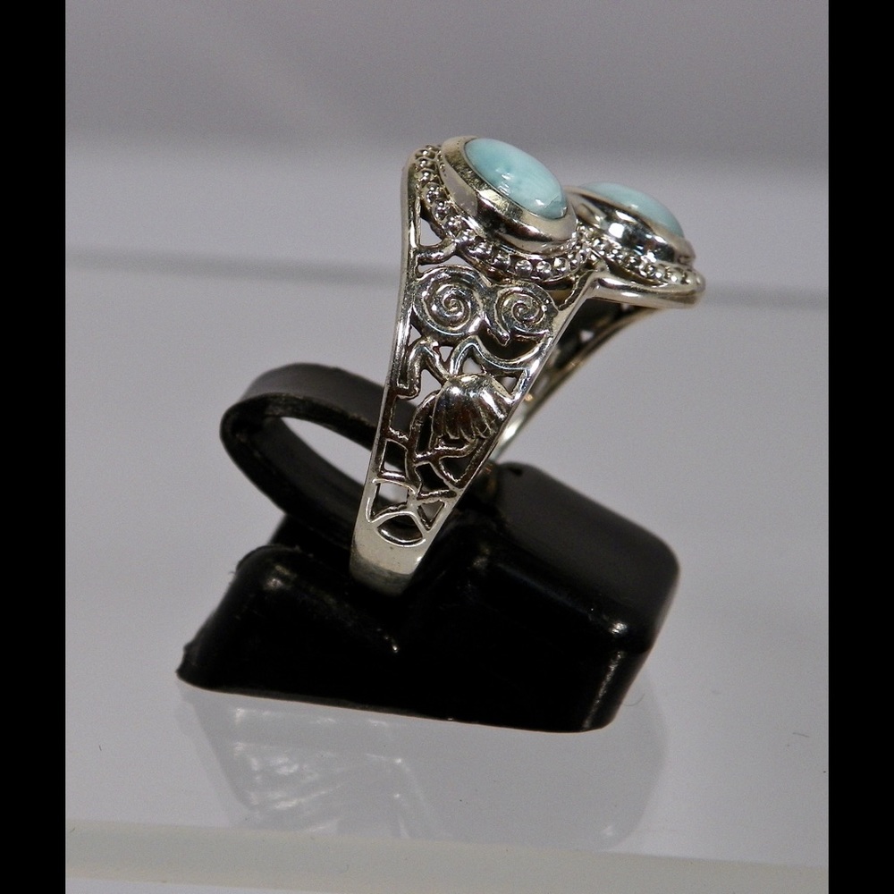 COPY - Beautiful Sterling Silver  Dominican Larimar Ring - Picture 2 of 3
